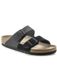 Birkenstock Klapki "Arizona Split" w kolorze czarnym rozmiar: 38. Czarne klapki Birkenstock, bez wzorów, z otwartym noskiem, bez obcasa. Za 440.28 zł.