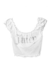 Juicy Couture Top w kolorze białym rozmiar: L. Białe topy Juicy Couture, l, bez wzorów, bez kołnierzyka, bez ramiączek. Za 86.99 zł.