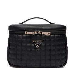Kosmetyczka Guess. Czarne kufry i kosmetyczki Guess, z aplikacjami, bez dodatków. Za 349.99 zł.