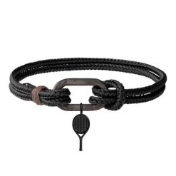 Bransoletka Marine czarna z czarną rakietą do tenisa. Czarne bransoletki Lilou, ze stali. Za 288.00 zł.