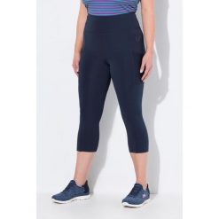 Damskie Legginsy 3/4 długość do łydek wysoki stan szybkoschnący materiał. Niebieskie legginsy Ulla Popken, plus size, bez wzorów, z elastanu, z podwyższonym stanem. Za 244.99 zł.