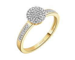 Pierścionek z żółtego złota z diamentami - 0,15 ct - próba 585. Żółte pierścionki Apart, z diamentem, złote. Za 2,990.00 zł.