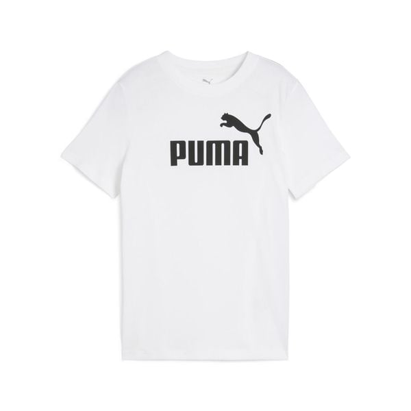 Młodzieżowa koszulka ESS z logo No. 1 PUMA. Biała bluzki Puma, m, bez wzorów, z bawełny, klasyczne, bez kołnierzyka, bez ramiączek. Za 79.00 zł.