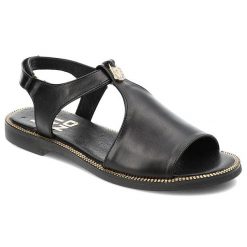 Czarne Sandały Karino Modne Obuwie Damskie. Czarne sandały Karino, bez wzorów, ze skóry, eleganckie, bez obcasa, bez zapięcia. Za 319.00 zł.