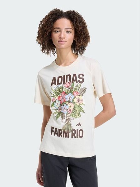 Adidas T-Shirt Fram Rio Graphic KR0280 Kremowy Regular Fit. Białe t-shirty Adidas, m, bez wzorów, z bawełny, bez kołnierzyka, bez ramiączek. Za 148.99 zł.