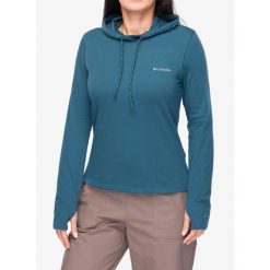 Bluza z kapturem damska Columbia EU Sun Trek LS Hoodie. Niebieskie bluzy sportowe Columbia, bez wzorów, z kapturem. Za 209.99 zł.