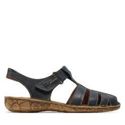 Sandały Josef Seibel. Czarne sandały Josef Seibel, bez wzorów, bez obcasa, na płaskiej podeszwie, bez zapięcia. Za 349.99 zł.