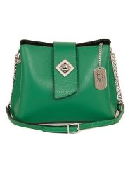 Anna Morellini Skórzana torebka w kolorze zielonym - 22 x 19 x 10 cm rozmiar: onesize. Zielone torby na ramię Anna Morellini, bez wzorów, z materiału, na ramię, bez dodatków. Za 284.45 zł.