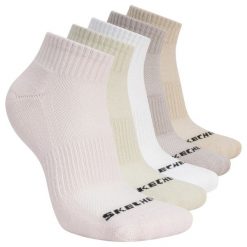 Skarpetki sportowe dla dorosłych 5pk Unisex 1/2 Terry Qtr Crew. Czerwone skarpety Skechers, bez wzorów, z materiału. Za 59.99 zł.
