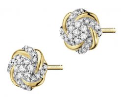 Kolczyki z żółtego złota z diamentami - 0,12 ct - próba 585. Żółte kolczyki Apart, z diamentem, złote. Za 1,890.00 zł.