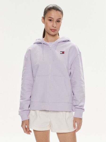 Tommy Jeans Bluza Badge DW0DW17955 Fioletowy Relaxed Fit. Fioletowe bluzy Tommy Jeans, m, bez wzorów, z bawełny, bez kaptura. Za 289.99 zł.