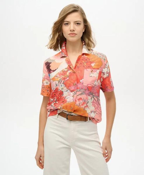 Superdry Koszula Beach Resort z wiskozy – Kam Coral. Brązowe koszule Superdry, bez wzorów, z materiału, klasyczne, bez kołnierzyka, bez ramiączek. Za 215.65 zł.