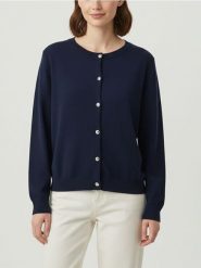 Kardigan z guzikami - granatowy. Niebieskie kardigany Sinsay, l, bez wzorów. Za 49.99 zł.