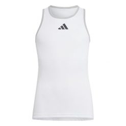 Club Tank Top. Białe topy Adidas, bez wzorów, z materiału, bez kołnierzyka, bez ramiączek. Za 149.05 zł.