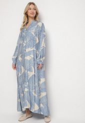Jasnoniebieska Wiskozowa Sukienka o Rozkloszowanym Kroju w Liście Rivvesa. Niebieskie sukienki Born2be, na co dzień, m, bez wzorów, z wiskozy, eleganckie, bez kołnierzyka, bez ramiączek, maxi, proste. Za 119.99 zł.