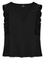 Vero Moda Bluzka w kolorze czarnym rozmiar: S. Czarne bluzki Vero Moda, s, bez wzorów, z bawełny, bez kołnierzyka, bez ramiączek. Za 64.45 zł.