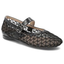 Baleriny damskie Filippo, cholewka z materiału tekstylnego siateczkowego z wykończeniem ze skóry naturalnej licowej na płaskiej podeszwie, czarne, DP. Czarne baleriny Filippo, bez wzorów, ze skóry, bez obcasa, na płaskiej podeszwie. Za 144.90 zł.