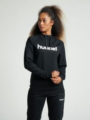 Bluza sportowa z kapturem damska Hummel Go Cotton Logo Hoodie Woman. Czarne bluzy Hummel, s, bez wzorów, z bawełny, z kapturem. Za 211.45 zł.
