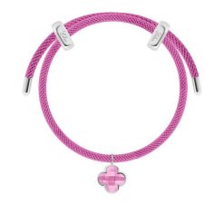 Bransoletka Liana fuksjowa z posrebrzaną koniczyną z różowym kryształem. Czerwone bransoletki Lilou, posrebrzane. Za 238.00 zł.