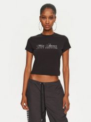 Juicy Couture T-Shirt Mon Amour JCSCT224407 Czarny Slim Fit. Czarne t-shirty Juicy Couture, xs, bez wzorów, z bawełny, bez kołnierzyka, bez ramiączek. Za 69.99 zł.