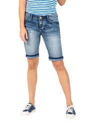 Timezone Szorty dżinsowe "Nali" - Slim fit - w kolorze niebieskim rozmiar: W26. Niebieskie szorty Timezone, z aplikacjami, klasyczne. Za 101.23 zł.
