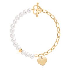 Brasnoletka Heart Delight. Białe bransoletki Lilou, z perłą, złote. Za 341.00 zł.