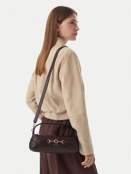 Guess Torebka Frances Mini HWQG22 41720 Brązowy. Brązowe torebki klasyczne Guess, z aplikacjami, ze skóry, bez dodatków. Za 494.99 zł.