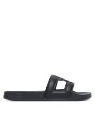 Tommy Hilfiger Klapki Monogram Pool Slide FW0FW09424 Czarny. Czarne klapki TOMMY HILFIGER, bez wzorów, ze skóry, bez obcasa. Za 189.99 zł.