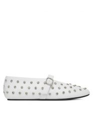 Badura Baleriny NASTU-D005-68-5 Biały. Białe baleriny Badura, bez wzorów, ze skóry, bez obcasa. Za 279.99 zł.