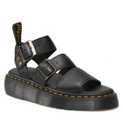Sandały Dr. Martens. Czarne sandały Dr. Martens, bez wzorów, bez obcasa, na płaskiej podeszwie, bez zapięcia. Za 619.99 zł.