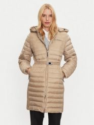 Calvin Klein Płaszcz zimowy K20K208011 Beżowy Slim Fit. Brązowe płaszcze Calvin Klein, na zimę, xs, bez wzorów, z syntetyku, bez kaptura. Za 839.99 zł.