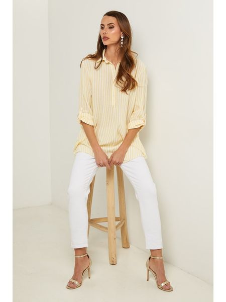 Fleur de Lin Bluzka w kolorze żółtym rozmiar: XL. Żółte bluzki Fleur de Lin, xl, bez wzorów, bez kołnierzyka, bez ramiączek. Za 179.95 zł.