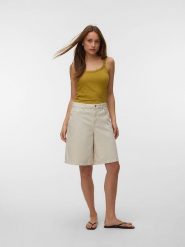 Vero Moda Top w kolorze oliwkowym rozmiar: S. Brązowe topy Vero Moda, s, bez wzorów, z bawełny, bez kołnierzyka, bez ramiączek. Za 60.45 zł.
