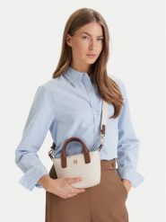 Tommy Hilfiger Torebka Popette Micro Tote AW0AW18368 Écru. Torebki klasyczne TOMMY HILFIGER, bez wzorów, z materiału, bez dodatków. Za 329.99 zł.
