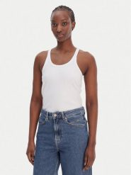 BOSS Top C_Epetite 50554664 Biały Slim Fit. Białe topy Boss, xl, bez wzorów, z bawełny, bez kołnierzyka, bez ramiączek. Za 229.99 zł.