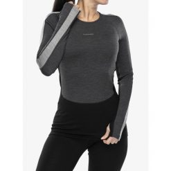 Bluza termoaktywna damska Icebreaker 260 ZoneKnit LS Crewe. Szare bielizna sportowa Icebreaker, na zimę, l, bez wzorów, bez kaptura. Za 392.99 zł.