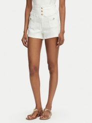 Guess Szorty jeansowe W6GD57 D0853 Biały Regular Fit. Białe szorty Guess, z aplikacjami, z bawełny. Za 434.99 zł.