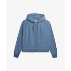 Damska bluza z kapturem zapinana na zamek Superdry Studios. Niebieskie bluzy Superdry, bez wzorów, z kapturem. Za 348.85 zł.
