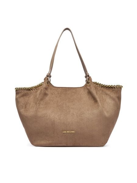 LOVE MOSCHINO Torebka JC4220PP0PKF110A Beżowy. Brązowe shopper Love Moschino, bez wzorów, z materiału, bez dodatków. Za 1,029.00 zł.