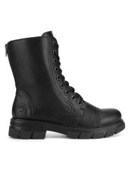 Rieker Trzewiki Z9107-00 Czarny. Czarne botki Rieker, bez wzorów, ze skóry, bez obcasa, na płaskiej podeszwie, bez zapięcia. Za 309.99 zł.