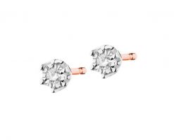 Kolczyki z różowego i białego złota z brylantami - 0,05 ct - próba 585. Białe kolczyki Apart, z brylantem, złote. Za 1,249.00 zł.