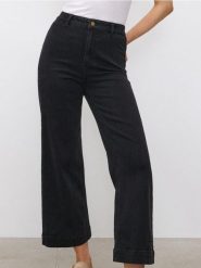 Jeansy culotte z wysokim stanem - czarny. Czarne jeansy Sinsay, bez wzorów, z podwyższonym stanem. Za 59.99 zł.