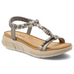 Sandały damskie Artiker, cholewka ze skóry ekologicznej cienkie paski z przodu lekka amortyzująca podeszwa komfortowy styl casualowy, szare, 58C0010. Szare sandały Artiker, bez wzorów, ze skóry ekologicznej, eleganckie, bez obcasa, na platformie, bez zapięcia. Za 169.00 zł.