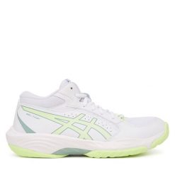 Buty halowe Asics. Białe obuwie sportowe Asics, bez zapięcia. Za 409.99 zł.