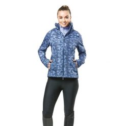 Kurtka przeciwdeszczowa do jazdy konnej damska z nadrukiem Dublin Cortina. Niebieskie kurtki sportowe DUBLIN, bez wzorów, bez kaptura, do jazdy konnej. Za 450.50 zł.