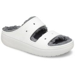 Japonki Crocs Classic Cozzzy Sandal. Białe klapki Crocs, bez wzorów, z materiału, bez obcasa. Za 202.99 zł.