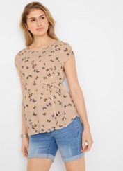 Lekka bluzka ciążowa z wiskozy. Białe bluzki bonprix, bez wzorów, z wiskozy, bez kołnierzyka, moda ciążowa, bez ramiączek. Za 84.99 zł.