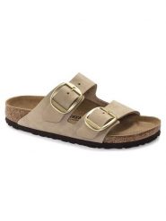 Birkenstock Skórzane klapki "Arizona" w kolorze beżowym rozmiar: 38. Brązowe klapki Birkenstock, bez wzorów, z otwartym noskiem, bez obcasa. Za 509.89 zł.