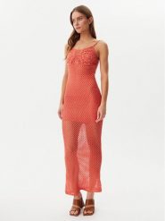 Guess Sukienka letnia E5GK07 Z3N30 Koralowy Regular Fit. Pomarańczowe sukienki Guess, na lato, xs, z aplikacjami, z syntetyku, bez kołnierzyka, bez ramiączek. Za 289.99 zł.