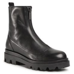 Gino Rossi R061 Czarny. Czarne botki Gino Rossi, bez wzorów, ze skóry, bez obcasa, bez zapięcia. Za 279.99 zł.